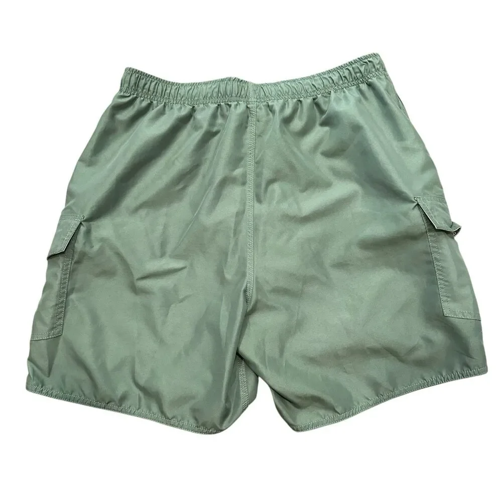 Quiksilver Men’s Waterman Green Swim Trunks‎ Size XL Cargo Pockets Y2K